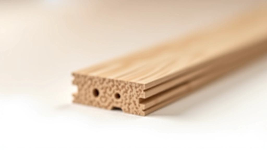 Close-up cross-section view of laminate click lock joint showing tongue and groove interlocking mechanism
