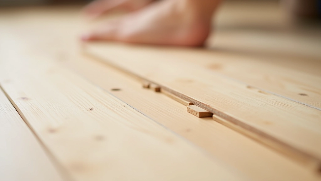 Close-up showing gaps between laminate planks caused by uneven subfloor preparation and lack of proper leveling