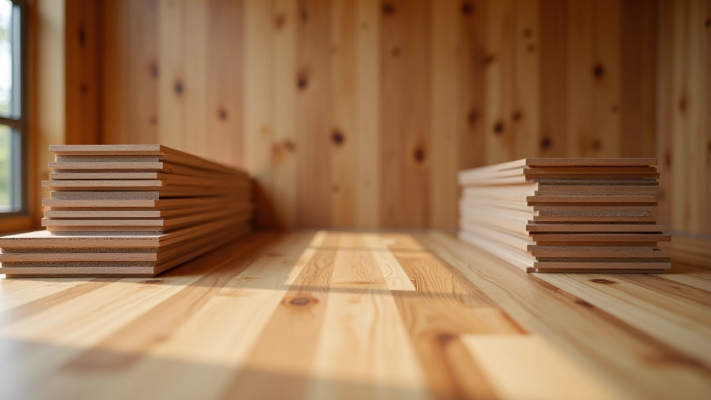 Laminate flooring planks stacked and spread out in a room for acclimatization before installation