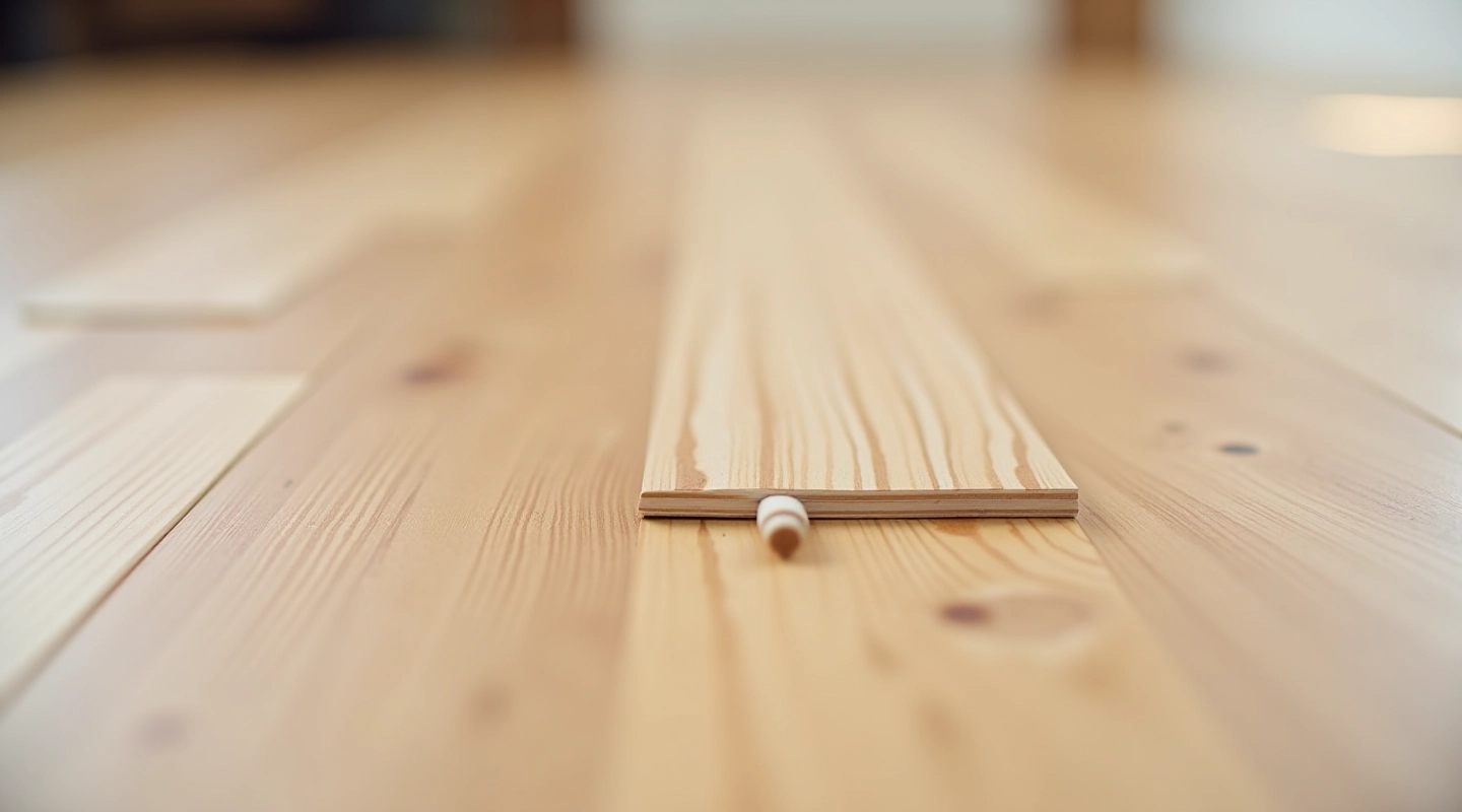 Laminate flooring planks arranged showing click lock system and wood grain detail