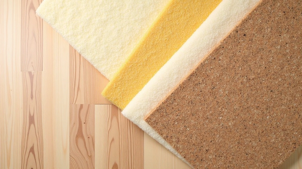 Different types of underlay materials laid out side by side for comparison and selection
